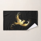 黒い背景に金色の鳥 バスタオルセット (ハンドタオル)
