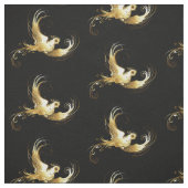 黒い背景に金色の鳥 ファブリック (見本)