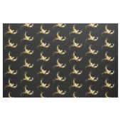 黒い背景に金色の鳥 ファブリック (ファットクウォーター)