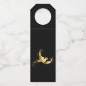 黒い背景に金色の鳥 ボトルネックタグ (裏面)