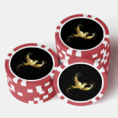 黒い背景に金色の鳥 ポーカーチップ (積み重ね)