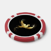 黒い背景に金色の鳥 ポーカーチップ (シングル)