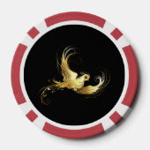 黒い背景に金色の鳥 ポーカーチップ (裏面)