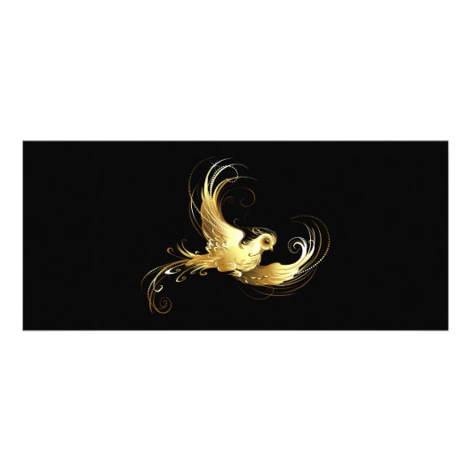 黒い背景に金色の鳥 ラックカード (正面)