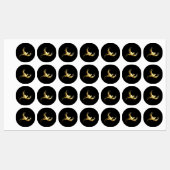 黒い背景に金色の鳥 ラベル (シート)