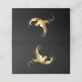黒い背景に金色の鳥 予約カード (外部開封)