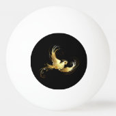 黒い背景に金色の鳥 卓球ボール (裏面)