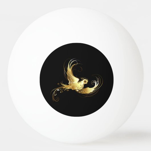 黒い背景に金色の鳥 卓球ボール (正面)