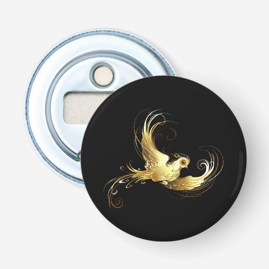 黒い背景に金色の鳥 栓抜き (正面)