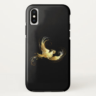 黒い背景に金色の鳥 iPhone XSケース