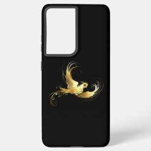 黒い背景に金色の鳥 SAMSUNG GALAXY S21+ケース