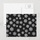 黒い背景に銀色の雪片 ポストカード (正面/裏面)