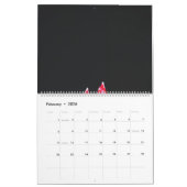 黒い背景に離れある赤い一組 カレンダー (2月 2026)