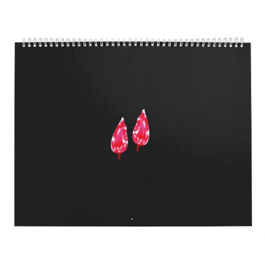 黒い背景に離れある赤い一組 カレンダー (カバー)