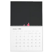 黒い背景に離れある赤い一組 カレンダー (1月 2026)