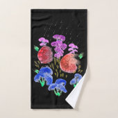 黒い背景に雨の花をシン バスタオルセット (ハンドタオル)