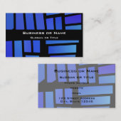 黒い背景に青い四角形のタイル 名刺 (正面/裏面)