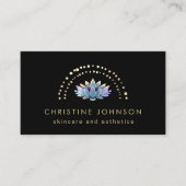 黒い背景に青い蓮 名刺 (正面)