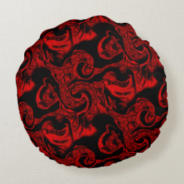 黒い背景に非常に汚れた赤い螺旋状パーツ ラウンドクッション