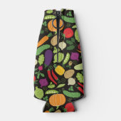 黒い背景に食べ物 ボトルクーラー (裏面)