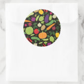 黒い背景に食べ物 ラウンドシール (バッグ)