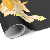 黒い背景に魔法の金色のユニコーン ラッピングペーパー (ロールコーナー)