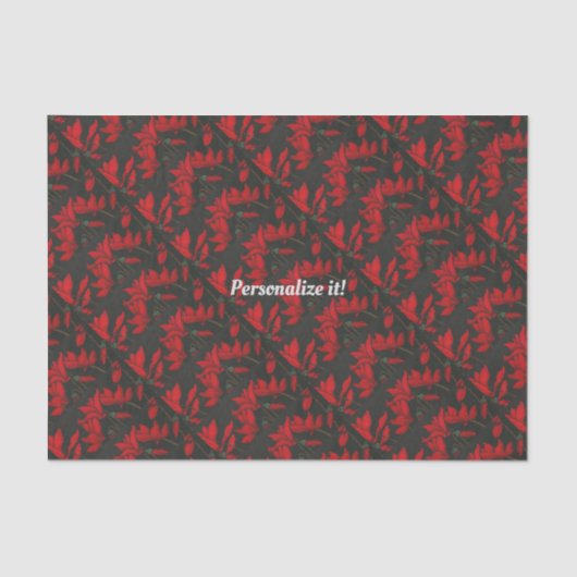 黒い背景に鮮やかな赤いシクラメン 薄葉紙 (正面)