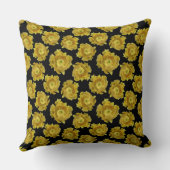 黒い背景に黄色いサボテンの花パタパタ クッション (裏面)