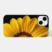 黒い背景に黄色い花 iPhoneケース (裏面横)