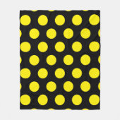 黒い背景に黄色の円 フリースブランケット (正面)