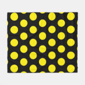 黒い背景に黄色の円 フリースブランケット (正面(横))