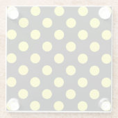 黒い背景に黄色の水玉模様 ガラスコースター (裏面)