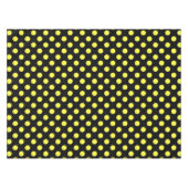 黒い背景に黄色の水玉模様 テーブルクロス (正面(横))