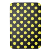 黒い背景に黄色の水玉模様 バスマット (正面縦)