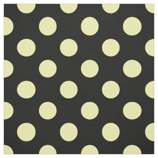 黒い背景に黄色の水玉模様 ファブリック (見本)