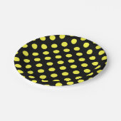 黒い背景に黄色の水玉模様 ペーパープレート (アングル)