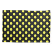 黒い背景に黄色の水玉模様 枕カバー (裏面)