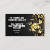 黒い背景に黄金の蘭 名刺 (裏面)