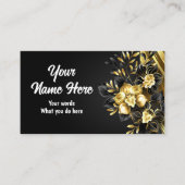 黒い背景に黄金の蘭 名刺 (正面)