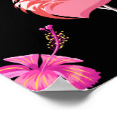 黒い背景に2つのピンクのフラミンゴ。シームレス ポスター (角)