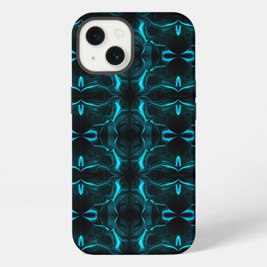 黒い背景に「水色のストロークが浮く」図形は? iPhoneケース (裏面)