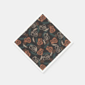 黒い背景のおいしいパンのトースト模様 スタンダードカクテルナプキン (角)