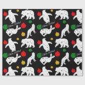 黒い背景のかわいい動物そしてオーナメント ラッピングペーパー (フラット)