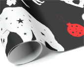 黒い背景のかわいい動物そしてオーナメント ラッピングペーパー (ロールコーナー)