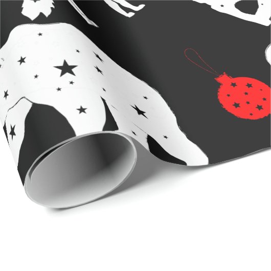 黒い背景のかわいい動物そしてオーナメント ラッピングペーパー (ロールコーナー)