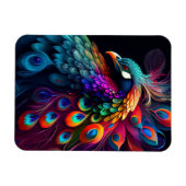 黒い背景のアートワークの美しい孔雀 マグネット (横)