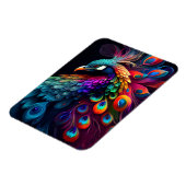 黒い背景のアートワークの美しい孔雀 マグネット (左側)