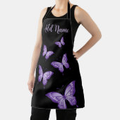 黒い背景のエプロンに紫の蝶 エプロン (インサイチュ)