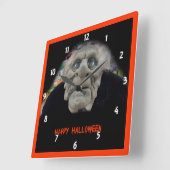 黒い背景のオールドマンマスク スクエア壁時計 (傾斜)