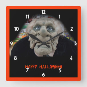 黒い背景のオールドマンマスク スクエア壁時計